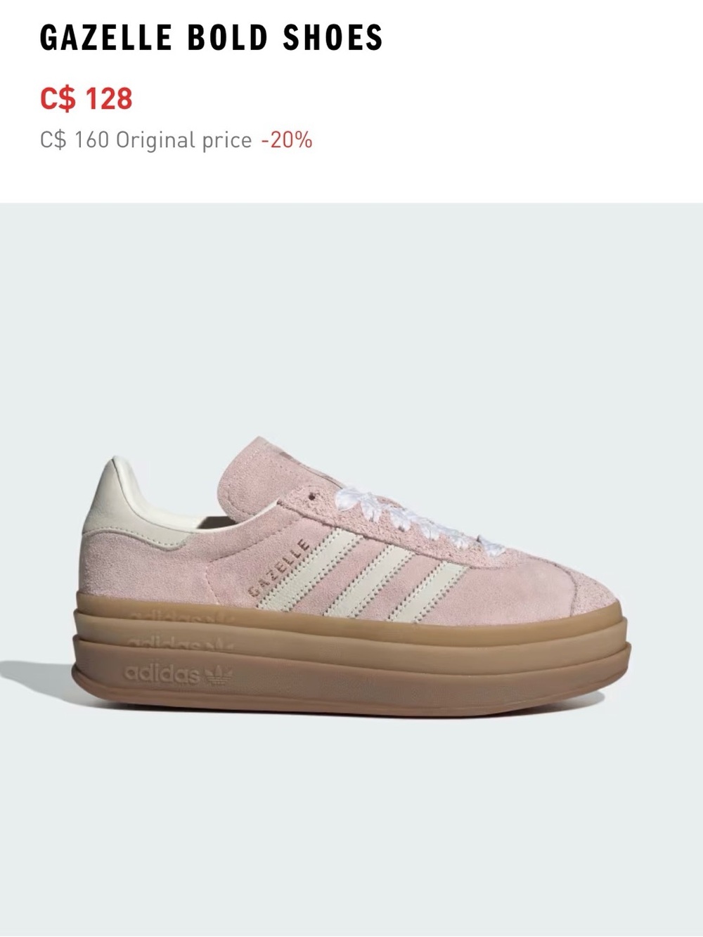 adidas Women’s Platform Gazelles Pink Sneakers with Navy Stripes Size 7.5 NWT - Picture 12 of 12